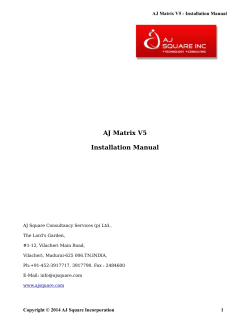 AJ Matrix V5 Installation Manual AJ Matrix V5 - Installation Manual