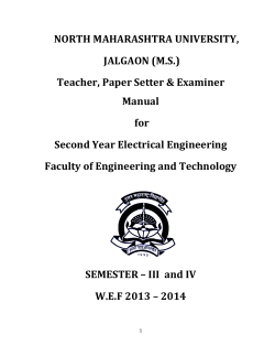 NORTH MAHARASHTRA UNIVERSITY, JALGAON (M.S.) Teacher, Paper Setter &amp; Examiner Manual