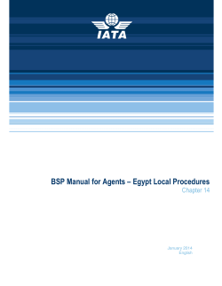 BSP Manual for Agents – Egypt Local Procedures Chapter 14  January 2014