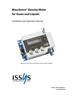 MassSense® Density Meter for Gases and Liquids Installation and Operation Manual MassSense LDM model with display; other models available
