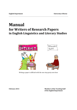Manual for Writers of Research Papers  in English Linguistics and Literary Studies
