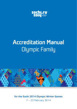 Accreditation Manual Olympic Family for the Sochi 2014 Olympic Winter Games