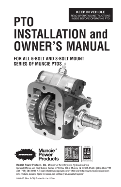 PTO INSTALLATION and OWNER’S MANUAL FOR ALL 6-bOLT ANd 8-bOLT MOUNT
