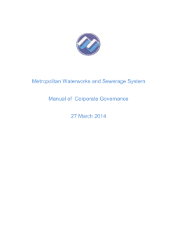 Metropolitan Waterworks and Sewerage System Manual of  Corporate Governance