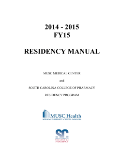 2014 - 2015 FY15  RESIDENCY MANUAL
