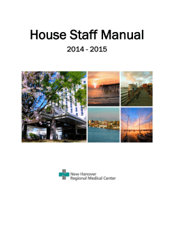 House Staff Manual  2014 - 2015