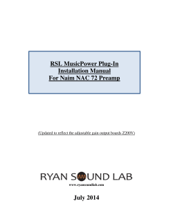 RSL MusicPower Plug-In Installation Manual For Naim NAC 72 Preamp