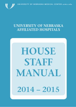 HOUSE STAFF MANUAL 2014 – 2015