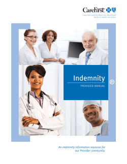 Indemnity &gt; PROVIDER MANUAL An indemnity information resource for
