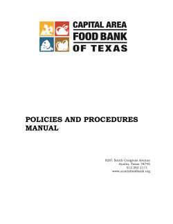 POLICIES AND PROCEDURES MANUAL  8201 South Congress Avenue