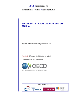 PISA 2015 – STUDENT DELIVERY SYSTEM MANUAL OECD P