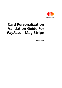 Card Personalization Validation Guide For PayPass