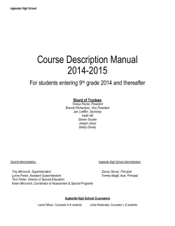 Course Description Manual 2014-2015 For students entering 9