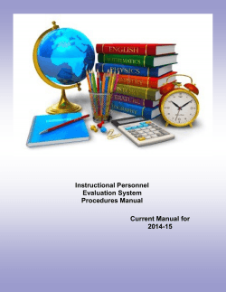 Instructional Personnel Evaluation System Procedures Manual Current Manual for