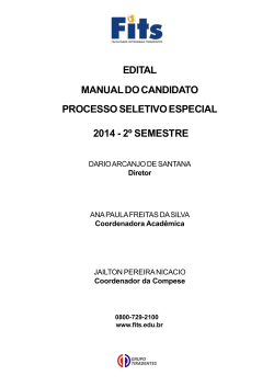 EDITAL MANUAL DO CANDIDATO PROCESSO SELETIVO ESPECIAL 2014 - 2º SEMESTRE