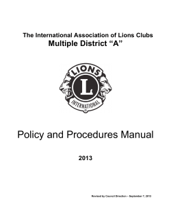 Policy and Procedures Manual Multiple District “A”