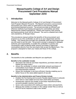 Massachusetts College of Art and Design Procurement Card Procedures Manual September 2014