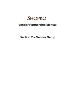 Vendor Partnership Manual – Vendor Setup Section 2