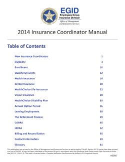 2014 Insurance Coordinator Manual Table of Contents