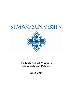 Graduate School Manual of Standards and Policies  2013-2014