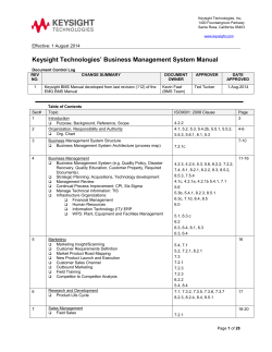 Keysight Technologies’ Business Management System Manual  Effective: 1 August 2014