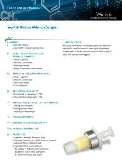 [ CARE AND USE MANUAL ] Sep-Pak XPoSure Aldehyde Sampler CONT ENTS