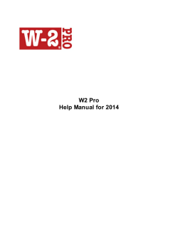 W2 Pro Help Manual for 2014