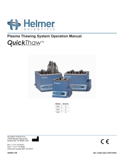 Ouick Plasma Thawing System Operation Manual TM