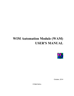WIM Automation Module (WAM) USER'S MANUAL October, 2014