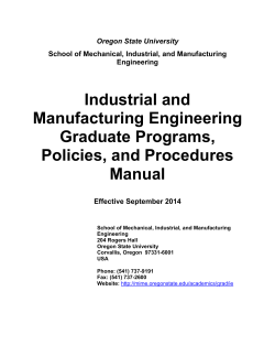 Industrial and Manufacturing Engineering Graduate Programs, Policies, and Procedures