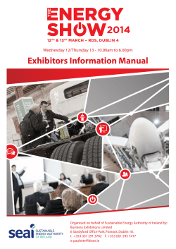 Exhibitors Information Manual Wednesday 12/Thursday 13 - 10.00am to 6.00pm