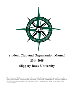 Student Club and Organization Manual 2014-2015 Slippery Rock University