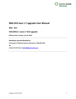 IMA-GUI Java 1.7 upgrade User Manual IMA - GUI