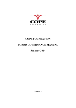 COPE FOUNDATION  BOARD GOVERNANCE MANUAL January 2014