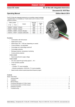 maxon EC motor EC 32 flat with integrated electronics Document ID: 919778en
