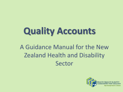 Quality Accounts A Guidance Manual for the New Zealand Health and Disability Sector