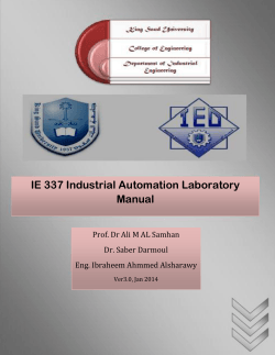 IE 337 Industrial Automation Laboratory Manual  Prof. Dr Ali M AL Samhan