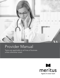 Provider Manual Topics are applicable to all lines of business