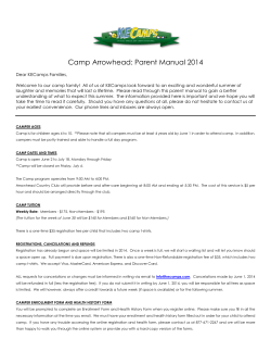 Camp Arrowhead: Parent Manual 2014