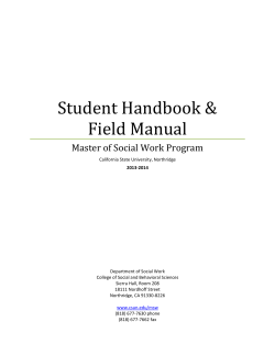 Student Handbook &amp; Field Manual Master of Social Work Program
