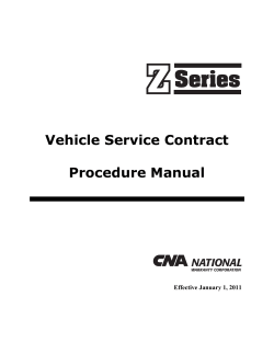 Vehicle Service Contract  Procedure Manual Effective January 1, 2011