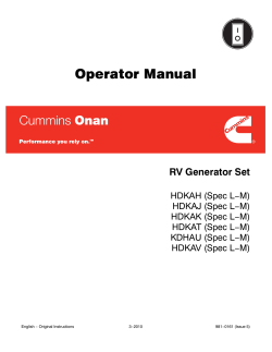 Operator Manual RV Generator Set HDKAH (Spec L−M) HDKAJ (Spec L−M)