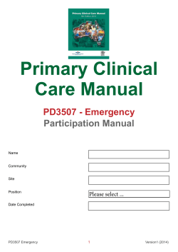 Primary Clinical Care Manual PD3507 - Emergency Participation Manual