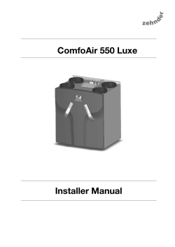 ComfoAir 550 Luxe Installer Manual