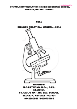 SSLC BIOLOGY PRACTICAL MANUAL – 2014 PREPARED BY