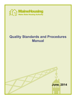 Quality Standards and Procedures Manual  June, 2014