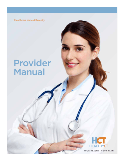Provider Manual Healthcare done differently.