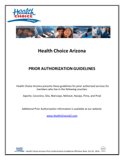 Health Choice Arizona  PRIOR AUTHORIZATION GUIDELINES