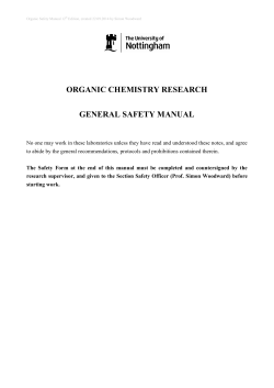 ORGANIC CHEMISTRY RESEARCH GENERAL SAFETY MANUAL