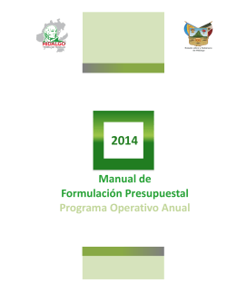 2014 Manual de Formulación Presupuestal Programa Operativo Anual